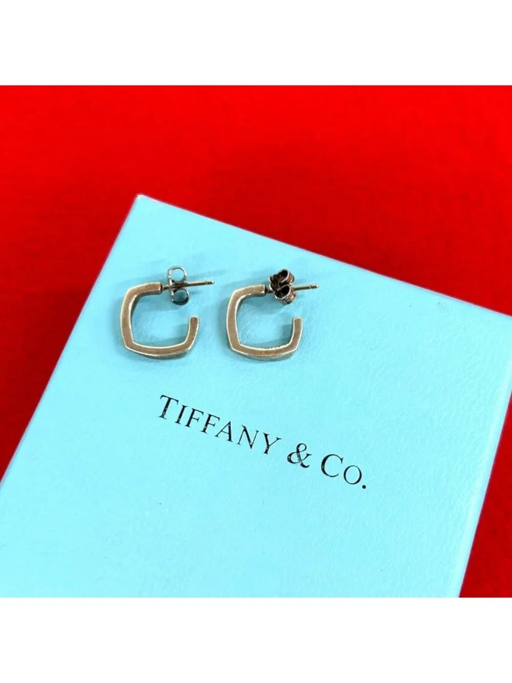 Tiffany & Co Vintage Torque Hoop Earrings 925 Sterling Silver Accessory Sally
